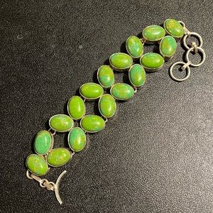 SOLD Vintage Sterling silver 925 green copper turquoise bracelet
